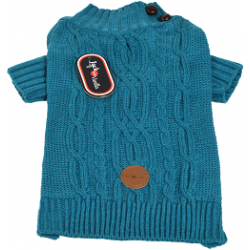 Dogwalk kabeltrui met mouwen, kleur blauw Dogwalk kabeltrui met mouwen, kleur blauw